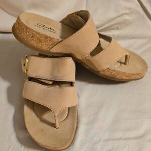 Clarks Beige Leather Sandals